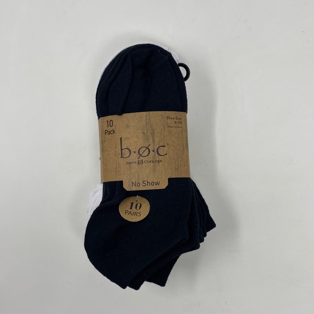 NEW 10 PAIR PACK OF BORN CONCEPT NO SHOW SOCKS, SHOE SIZE 4-10